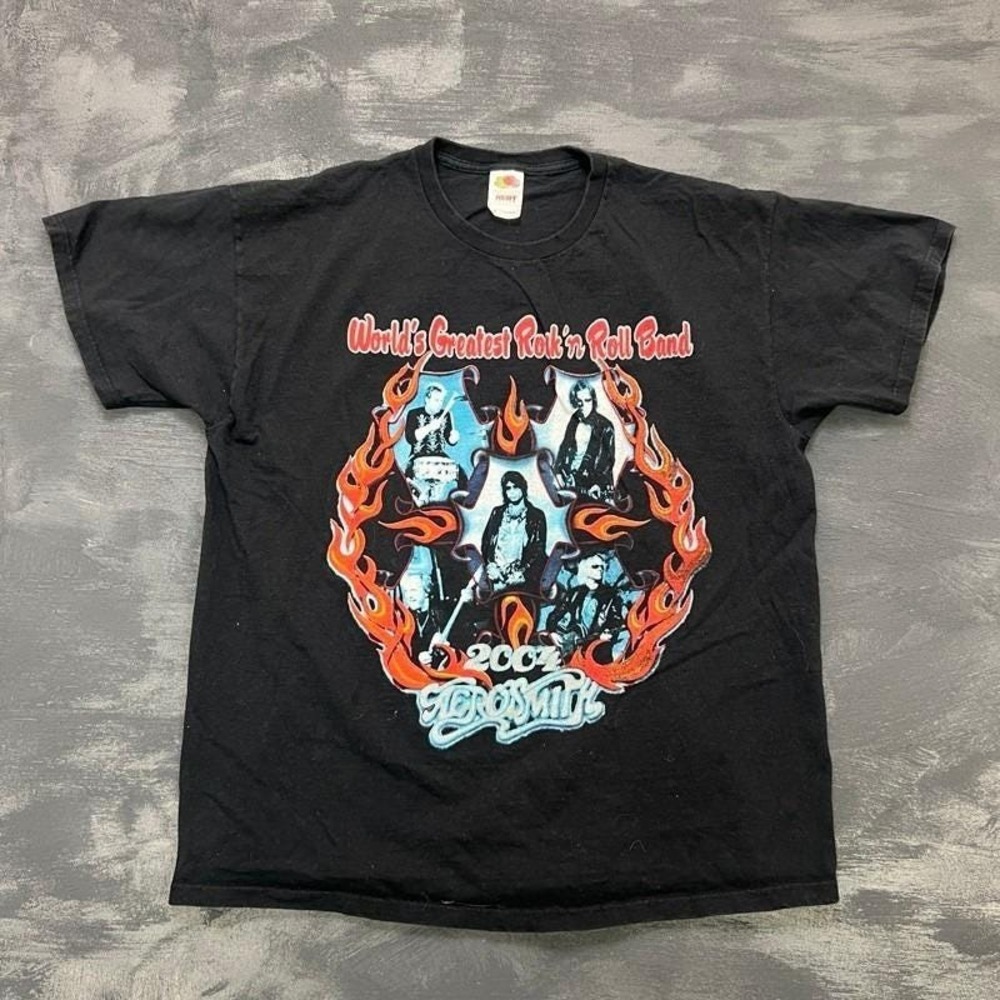 Vintage‎ Aerosmith Shirt Mens XL Black 2004 Tour Hookin On Bobo
